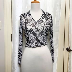 Self Esteem Sheer mesh Graphic Comic y2k top